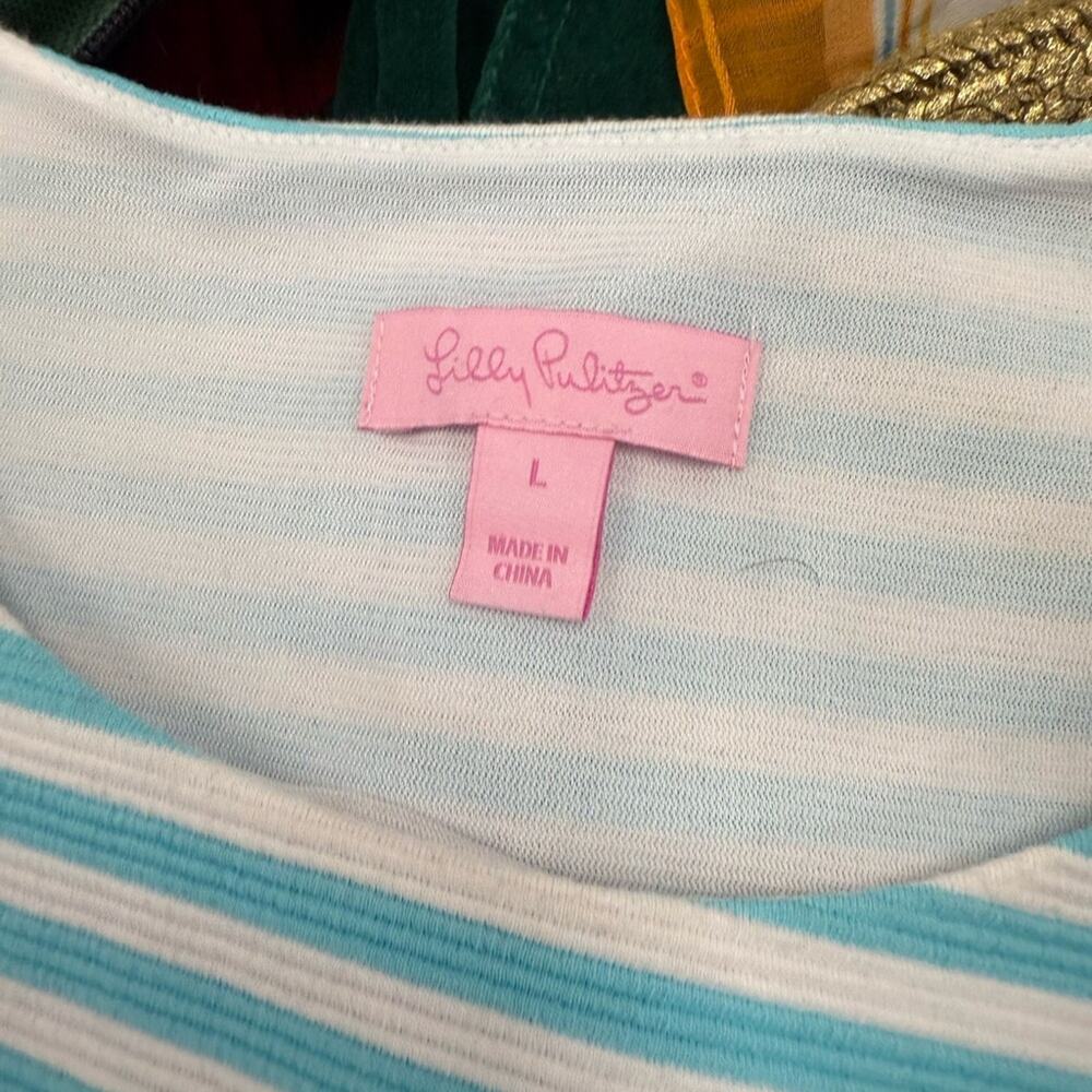 Lilly Pulitzer Shorely Blue Ottoman Stripe Whiting Cut Out Dress - Picture 4 of 4